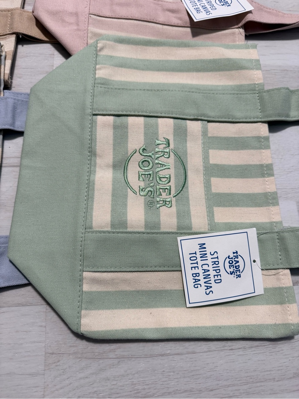 New Trader Joe’s Summer Striped Mini Canvas Tote Bags All 4 Colors - Picture 5 of 7